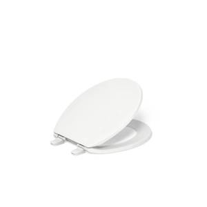 lot 3636 image: KOHLER 20111-0 Brevia, Slow Close Toilet Seat, Round Toilet Seat, Grip-Tight Bumpers Quick-Attach Hardware, White