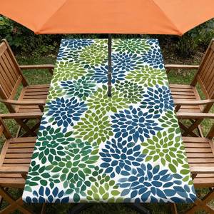 lot 4285 image: ARTSGOO Rectangle Outdoor Tablecloth with Umbrella Hole and Zipper Waterproof Rectangle Fitted Tablecloth with Elastic Edge, Wipeable Outdoor Table Cover for Patio, Garden, Picnic 48 x 30