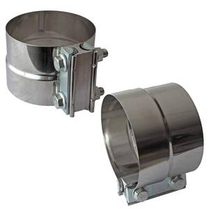 lot 4297 image: 4 Lap Joint Exhaust Band Clamp - Stainless Steel With 1 Block 2Pcs For 4 Od To 4 Id Exhaust Pipe, Muffler, Elbow And Exhaust Tubing Connection(2 Pack)