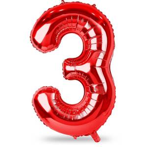 lot 4300 image: Red Number Balloons, 40 inch Large Number 3 Foil Mylar Helium Balloons for Girls Women, Self Inflating Number Balloons 0-9 for Men Boys 13th 30th Birthday Anniversary Party Celebration Decoration