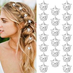 lot 4307 image: Hapdoo 20pcs Star Hair Clips, Silver Star Spiral Hair Clip Bridal Pins, Vintage Wedding Braided Hair Clips Headpieces, Fashion Hair Stylish Accessories for Women Girls