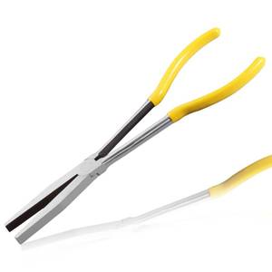 lot 4323 image: LEONTOOL Long Reach Flat Nose Pliers 11-inch Duck Billed Pliers with Serrated Jaws for Automotive Repair Mechanical Work, Long Reach Plier for Hard to Reach Narrow Spaces & Limited Clearance Areas