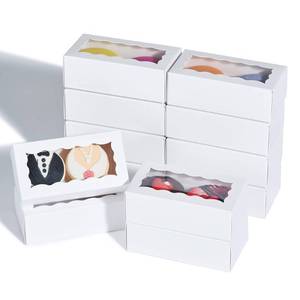 lot 4332 image: JCXPACK 50PCS 4.17 x 2.16 x 1.37 Inches White Macaron Gift Boxes for 2, Chocolate Covered Ores Boxes, Macaron Packaging for Wedding, Party, Thank You Favors