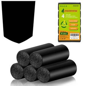 lot 4333 image: 4 Gallon Small Bathroom Black Trash-Bags - Compostable Mini Garbage Bags 100 Count Biodegradable Little Waste Basket Kitchen Office Car Unscented Tiny Liners Strong Thick Inwaysin