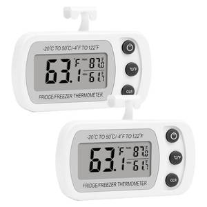 lot 4335 image: Lasubst Digital Refrigerator Thermometer 2 Pack for Fridge Freezer Cooler Waterproof, White
