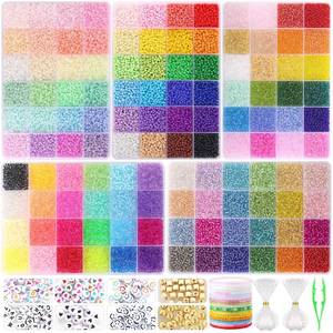 lot 4348 image: Funtopia 34000pcs 3mm Seed Beads for Jewelry Making, 5 Types 120 Colors Small Glass Beads for Bracelets, Friendship Bracelet Kit with Alphabet Letter Beads Smile Face Beads for DIY, Art and Craft