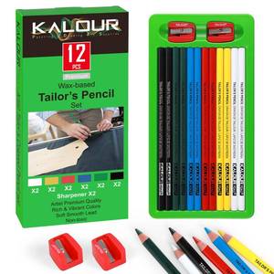 lot 4355 image: 12 PCS Tailors Pencil Set, Sewing Fabric Pencils and Fabric Marker Pens for Quilting, Sewing, Dressmaking Supplies, Water-Soluble, 6 Colors, Includes 2 Sharpeners