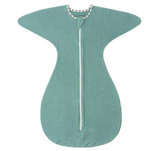 lot 4383 image: ZIGJOY Shark-Fin Transition Swaddle for Newborn - 0.5 Tog Rayon Made from Bamboo Sleep Sack Baby Swaddle Blanket with 2-Way Zipper, Hemp Grey
