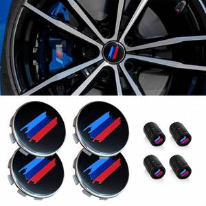 lot 4386 image: 4PCS M 3 Color Wheel Center caps with Same Logo tire Valve caps Cover Original Vehicle Replacement 2.7in68mm Center Wheel hub Rim Cover