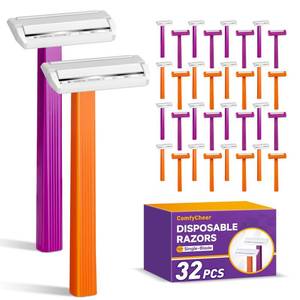 lot 4400 image: Comfycheer 32 count Disposable Razors for Men��Single Blade Razors��Bulk Stainless Steel Shavers with Protective Head for Shaving Sensitive Skin
