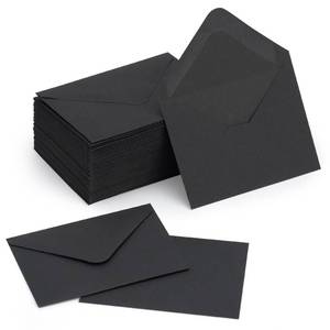 lot 4408 image: 100 Pack 4 x 2.75 Mini Envelopes 120GSM Black Gift Card Envelopes Bulk Small Paper Gift Card Sleeves Greeting Card Business Card Tiny Envelope Pockets for Card & Invitation