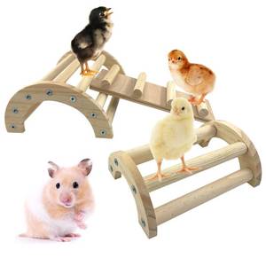 lot 4420 image: CooShou Chicken Perch Roosting Bar Jungle Gym Wooden Arch Bridge Platform Stand Ladder 3in1 Climbing Ramp Toys for Chick Hamsters Gerbils Mice Rodent and Small Animals