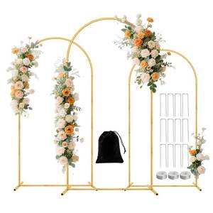 lot 4436 image: Metal Arch Backdrop Stand Set of 3(7.2 ft, 6.6 ft, 6 ft) Party Arch Stands for Wedding, Birthday, Baby Shower, Bridal Shower, Balloon Arched Frame for Garden Decor, Gold Floral Arches, 3 Pieces