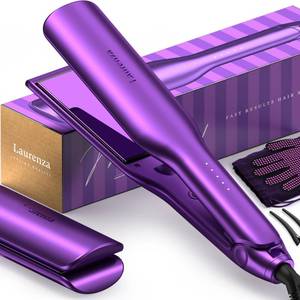 lot 4441 image: Laurenza 2-in-1 Hair Straightener & Curler, 2 Inch Plate, 8.5 Extra-Large Ceramic Iron with 20M Anions (Purple)