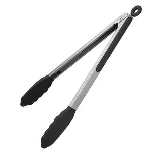 lot 4442 image: 600�F Heat Resistant Kitchen Tongs U-Taste 12 inch Large Silicone Cooking Tong with Sturdy Non Stick Rubber Tips & Silicon Coated 188 Stainless Steel Handle & Smooth Locking for Serving Grill(Black)