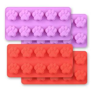 lot 4443 image: Cozihom Dog Paw Shaped Silicone Molds, 10 Cavity, Food Grade, for Chocolate, Candy, Cake, Pudding, Jelly. 4 Pcs
