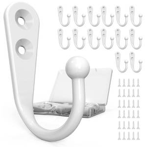 lot 4451 image: PRIGVOT 15 Pack Heavy Duty Coat Hooks Wall Mount, with 30 Mounting Screws, White Multi-Purpose Storage for Robe, Towel, Key, Bag, Coffee Mug