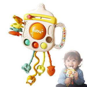 lot 4461 image: XXEDSPTY Montessori Baby Sensory Toys for 6-12 Months, Silicone Pull String Teething Toy, Infant Fidget Travel Toys, Airplane Travel Essentials, Newborn Baby Christmas & Birthday Gift for Babies