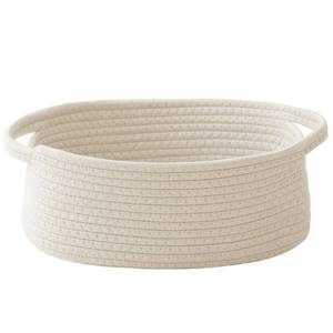 lot 4465 image: JMvicyroam Woven Basket,Small Rope Storage Bin with Handles & Ribbon Bag, Organizer for Shelves Closets,Gift Basket Empty for Birthday,Books,Dog Toys,White