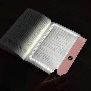 lot 4472 image: Book Light, Rechargeable Clear LED Flat Book Lights for Reading in Bed at Night with Dimmable 3 Colors & Timer, Full Page Panel Plate Lamp, Study Light Gifts for Readers Women Kids Book Lovers (Pink)