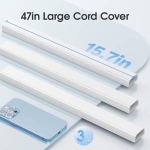 lot 4482 image: 47in XX-Large Cord Hider Wall Mounted TV, Pre-drilled Cord Cover, Wire Hiders for TV on Wall, Paintable Cable Cover, W2.36in H0.75in