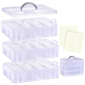 lot 5689 image: Bead Organizer Box, 84pcs Small Plastic Containers with Lids and Labels, 3-Tier Stackable Storage Box, Mini Clear Bead Storage Boxes for Jewelry Craft Diamonds Beads DIY Nail Screw Small Parts