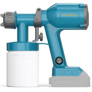 lot 5696 image: Tilswall Paint Sprayer, Cordless Paint Sprayer for Dewalt 20V MAX Battery, 3 Spray Modes for Fences, Sheds, Walls, Ceilings, Furniture, Cabinets, Garden & DIY, White (Battery Not Included) used box wet