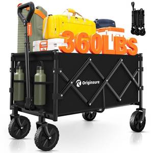 lot 5703 image: Originsure Collapsible Wagon Cart Foldable - Portable Heavy Duty Folding Beach Wagons with Wheels - Outdoor Utility Carts for Groceries, Shopping, Camping, Sports, Garden with Large Capacity - Black