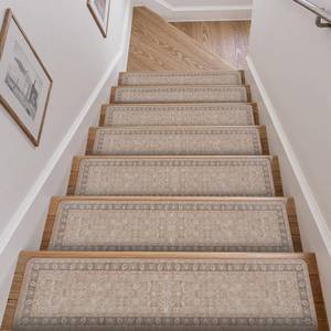 lot 5720 image: OJIA Vintage Stair Treads for Wooden Steps Indoor 15PCS 30x8 Non-Slip Stair Runner Carpet Stair Treads Mats Staircase Step Treads for Kids, Elders and Dogs, Rubber Step Covers