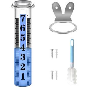 lot 6008 image: HQcontL Accurate Rain Gauge Outdoor,7 Rain Gauges Outdoors Best Rated with Stainless Steel Rack Holder, Thickened Plastic Large Precise rain Measure Guage for Yard Fence Garden Lawn Farm