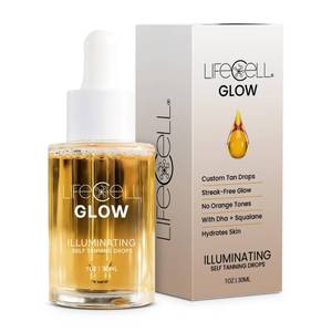 lot 6013 image: LifeCell Glow Self-Tanning Drops for Face & Body, DHA & Squalane Formula, Customizable Tan, Streak-Free, Hydrating, Fragrance-Free, Non-Comedogenic, Safe for All Skin Types, 1 Fl Oz