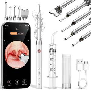 lot 6021 image: Upgraded Tonsil Stone Remover with Camera, Visual Tonsil Stone Removal Kit with 6 LED Light, Tonsil Stone Removal Tool Camera with 1080P, 5 Head Attachments, for iOS & Android (White)