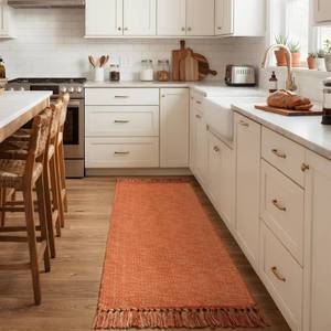 lot 6351 image: Collive Hallway Runner Rug, 2 x 5 Soft Washable Kitchen Runner Rug, Terracotta Contemporary Modern Laundry Room Rugs Indoor Hand-Woven Cotton Carpet for Bedroom Entryway Front Door