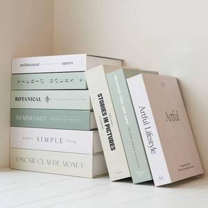 lot 6353 image: Beautiful Decorative Books - Set of 9 Boxes Enhance Your Coffee Table, Bookshelf or Mantel Shelf Decor - Aesthetic FakeFaux Books for Modern Home Decoration, Photo Storage and as a Keepsake Box