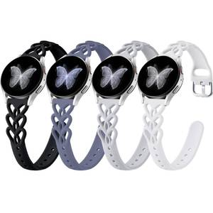 lot 6364 image: Wepro Cute Slim Thin Band for Samsung Galaxy Watch 7 Band 20mm Women 6 5 4 FE 40mm 44mm 6 4 Classic 43mm 47mm 42mm 46mm 5 Pro 45mm 3 41mm Active 2 Braided Sport Strap Heart Lace Silicone Breathable