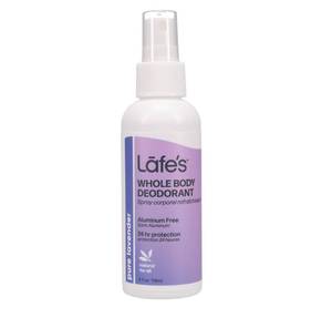 lot 6368 image: Lafes Natural Deodorant  4 Ounce Whole Body Non-Aerosol Deodorant Spray  Aluminum, Paraben, & Baking Soda Free  Pure Lavender