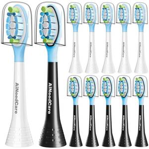 lot 6374 image: AiNeedCare Sonicare Replacement Heads, Electric Toothbrush Replacement Heads Compatible with Philips Sonicare - 12 Pack (6 White 6 Black)