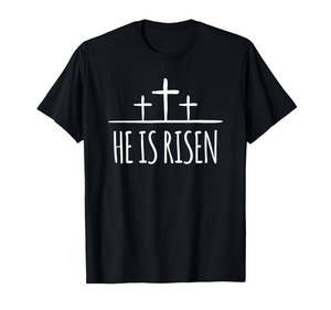 lot 6376 image: Gildan size L Easter He is Risen Shirt for Christians T-Shirt