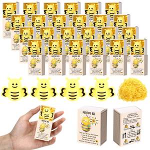 lot 6396 image: Wettarn 24 Sets Bee Gifts Positive Stress Balls with Support Boxes Bulk Party Favors for Employee Coworker Friends Office Cute Inspirational Relief Toys Yellow Desk Decor