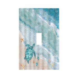 lot 6399 image: Sea Turtle Beach Ocean Waves Sea Life Decorative Light Switch Cover 1 Gang Single Toggle Device Electrical Faceplate Switchplates Decorator Outlet Wall Plate for Bedroom Bathroom Decor
