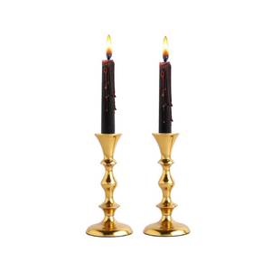 lot 6408 image: Rely Gold Candle Holders Set of 2 Decorative Centerpiece Table Candlesticks Holders for Taper Candles Home Decor Easter Candle Holders for Dinner Party Wedding Decorations