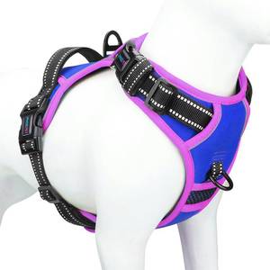 lot 6414 image: PHOEPET 2019 Upgraded No Pull Dog Harness, Reflective Adjustable Vest, with a Training Handle  2 Metal Leash Hooks 3 Snap Buckles 4 Slide Buckles(M, Royal Blue)
