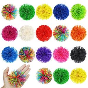 lot 6419 image: 20 Pack Multicolor Sensory Fidget Stringy Balls - Soft Rubber Squishy Toys, Stretch Elastic Stress Balls, Rainbow Pom Bouncy Party Favors & Stocking Stuffers (Kids & Adults)