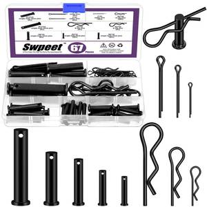 lot 6426 image: Swpeet 67Pcs 5 Sizes Clevis Pins with Cotter Pin Assortment Kit, Single Hole Flat Head Clevis Pins, R Pins, Hairpin, Cotter Pin, Split Pins Fitting Hole Location Pin Clips Fastener used