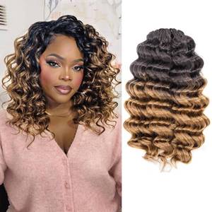 lot 6428 image: ToyoTress Ocean Wave Crochet Hair - 9 Inch 8 Packs Ombre Blonde Ocean Wave Braiding Hair, Beach Curl Deep Twist Water Wave Short Curly Synthetic Hair Extensions (9 Inch, OT27-8P)