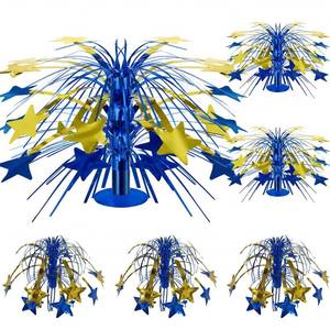 lot 6436 image: Memorywuu 6 Pcs Blue and Gold Centerpieces for Tables Star Party Decorations Metallic Foil Spray Centerpieces for Graduation Birthday Event Photo Booth Props, 8.7 Inch Tall