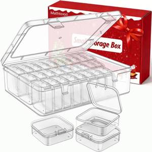 lot 6462 image: Mathtoxyz Bead Organizer Box, 30Pcs Small Beads Organizers and Storage Plastic Cases Mini Clear Dimond Storage Containers Boxes with Hinged Lid and Rectangle for Bracelet Making DIY Jewelry Craft Nail