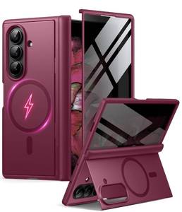 lot 6466 image: BERFY for Samsung Galaxy Z Fold 7 Case with Privacy Screen Protector, Compatible with MagSafeAnti Spy Built-in Hidden Kickstand, Full-Body Shockproof Slim Phone Case for Z Fold 7, Red