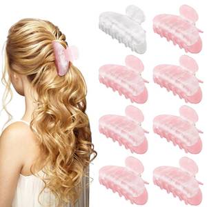 lot 6467 image: Yuxung 8 Pack Bridesmaid Proposal Gifts Acrylic Hair Claw Clips 3.3 Inch Cute Claw Clips Barrettes Bachelorette Party Wedding Bridal Bridesmaid Women Girls Hair Accessories (White&pink)