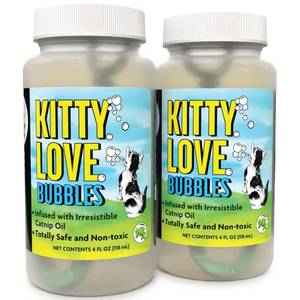lot 6469 image: Kitty Love Bubbles 2 Pack Catnip Scented - 4oz Bottles, Catnip Infused Long Lasting Bubbles for Cats, Non-Toxic & Allergen-Free, Combine Toy & Treat